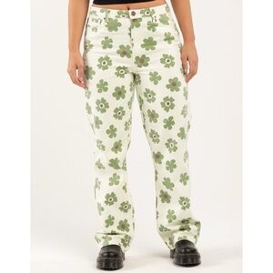 RSQ Daisy Printed Womens High Rise Straight Leg Jeans